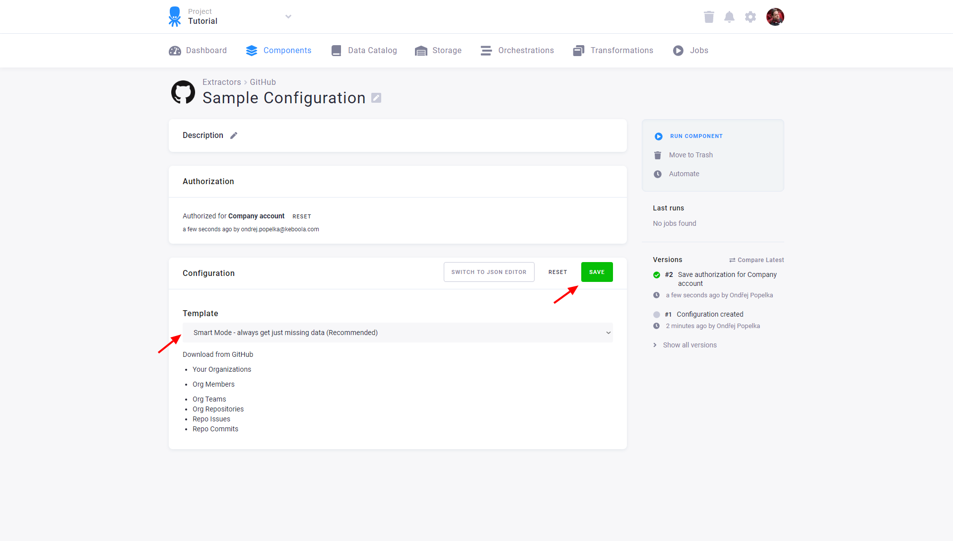 Screenshot - GitHub configuration