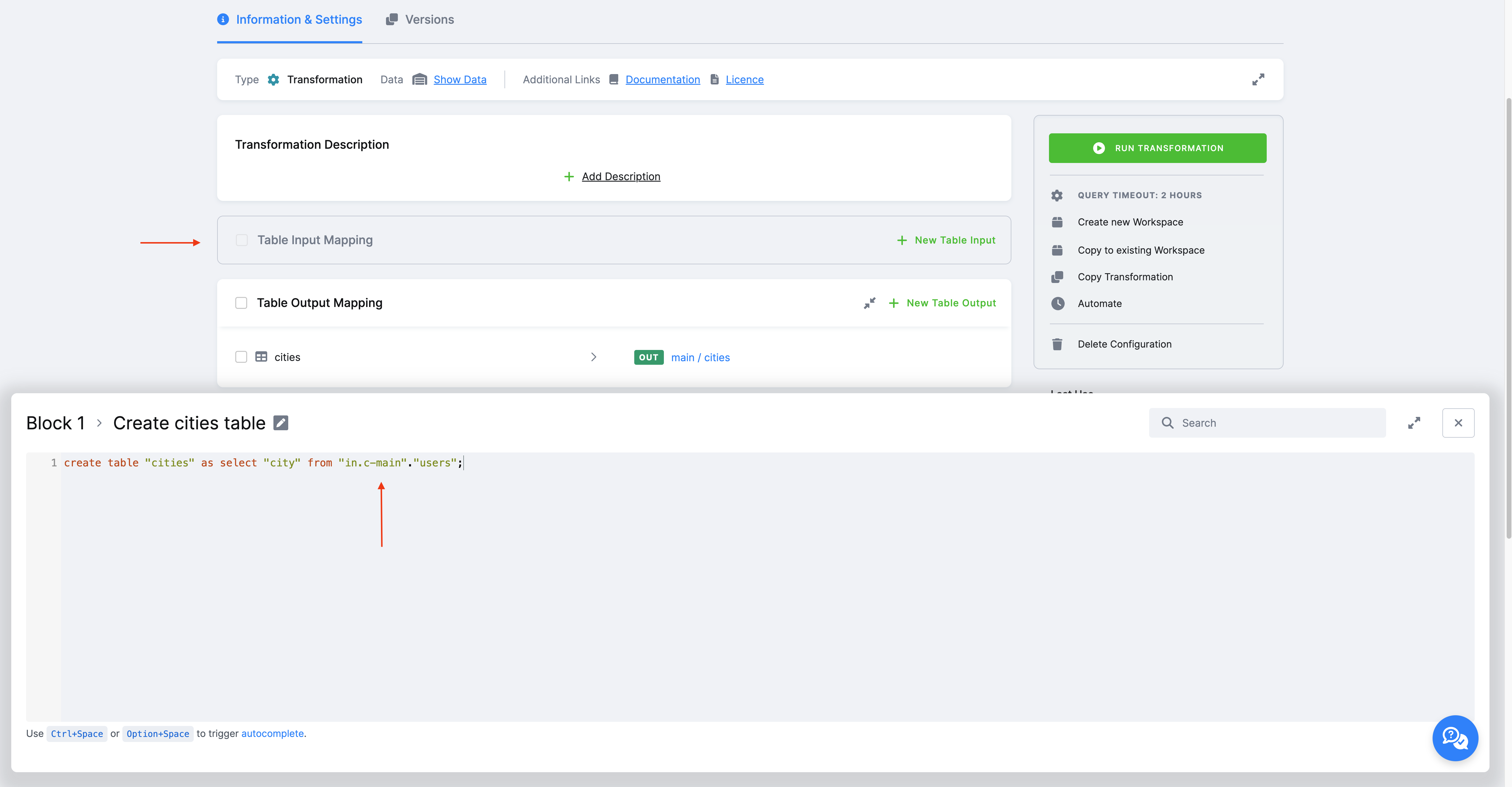 Read Only Input Mapping in transformation